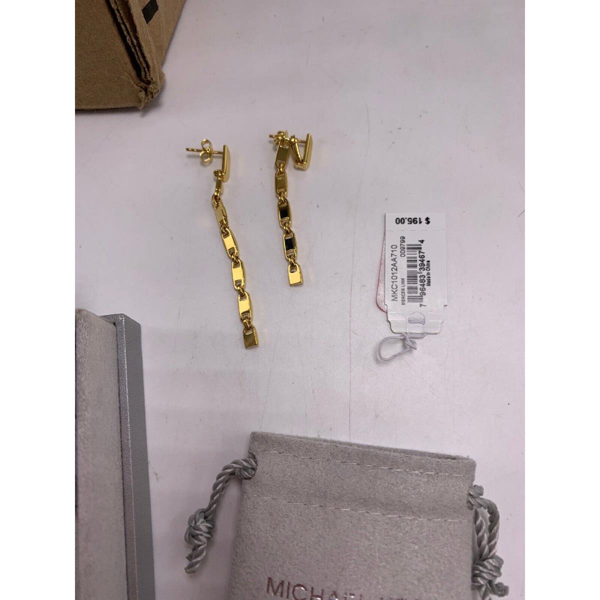 Michael Kors Mercer Link Sterling Silve Gold Drop Earrings Z2