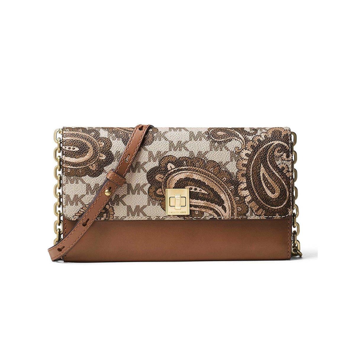 Michael Kors Studio Paisley Natalie XL Luggage Wallet Clutch Crossbody On Cha