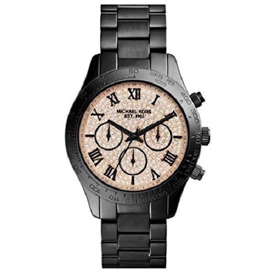 Michael Kors MK5978 Ladies `layton` Chronograph 40mm Black Bracelet Watch - Black Dial, Black Band