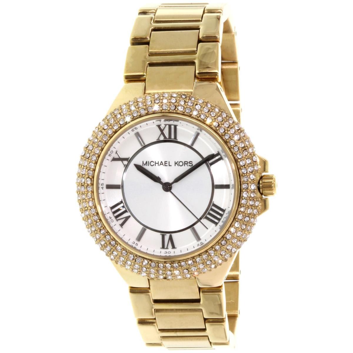 Michael Kors Camille Gold Tone Pave Glitz Roman Crystals WATCH-MK3277 - Dial: White, Band: Yellow Gold