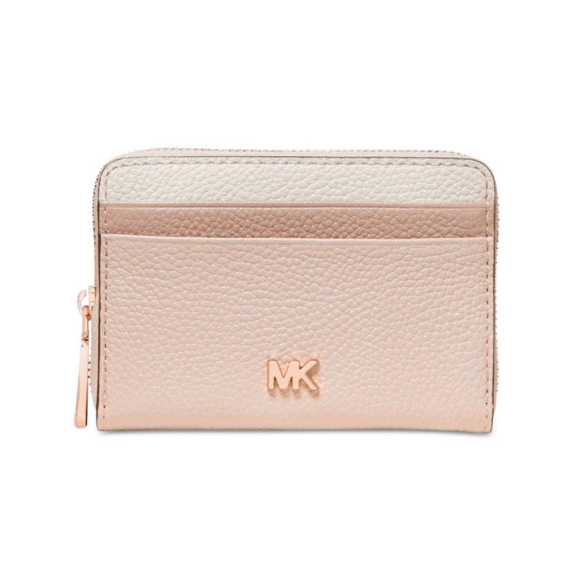 Michael Kors Pink Tricolor Leather Zip Around Coin Card Wallet Women`s 3607