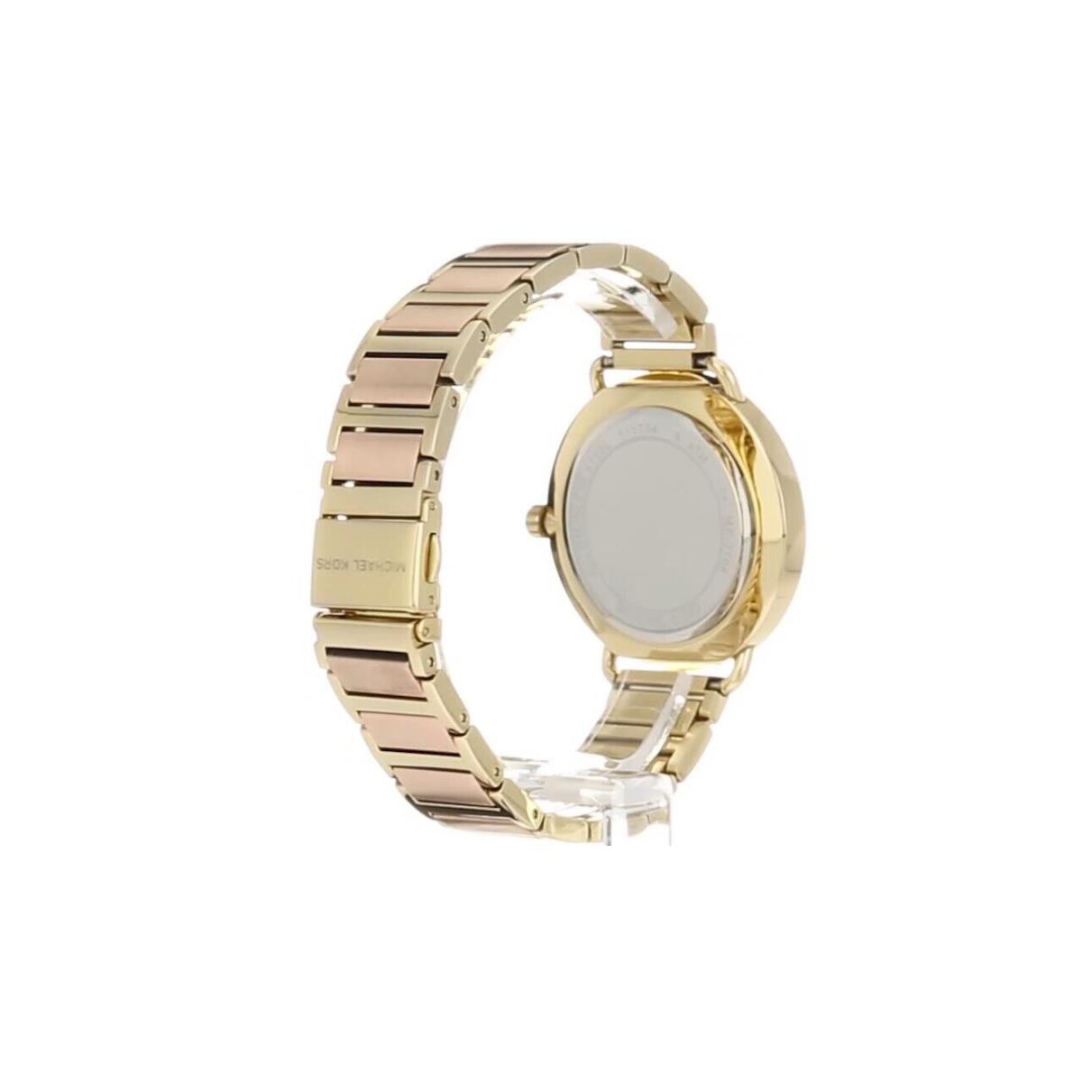 Michael Kors Portia Gold+rose Gold 2 Tone Pave Slim Bracelet Watch MK3706 - Gold Dial, ROSE GOLD Band