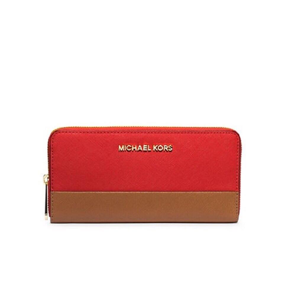 Michael Kors Women`s Jet Set Travel Leather Wallet Mandrn/lugg