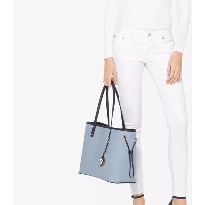 Michael Kors Carter Large Tote Bicolor Pale Blue Bag Pvc Tote Flower Logo - Exterior: pale blue admiral