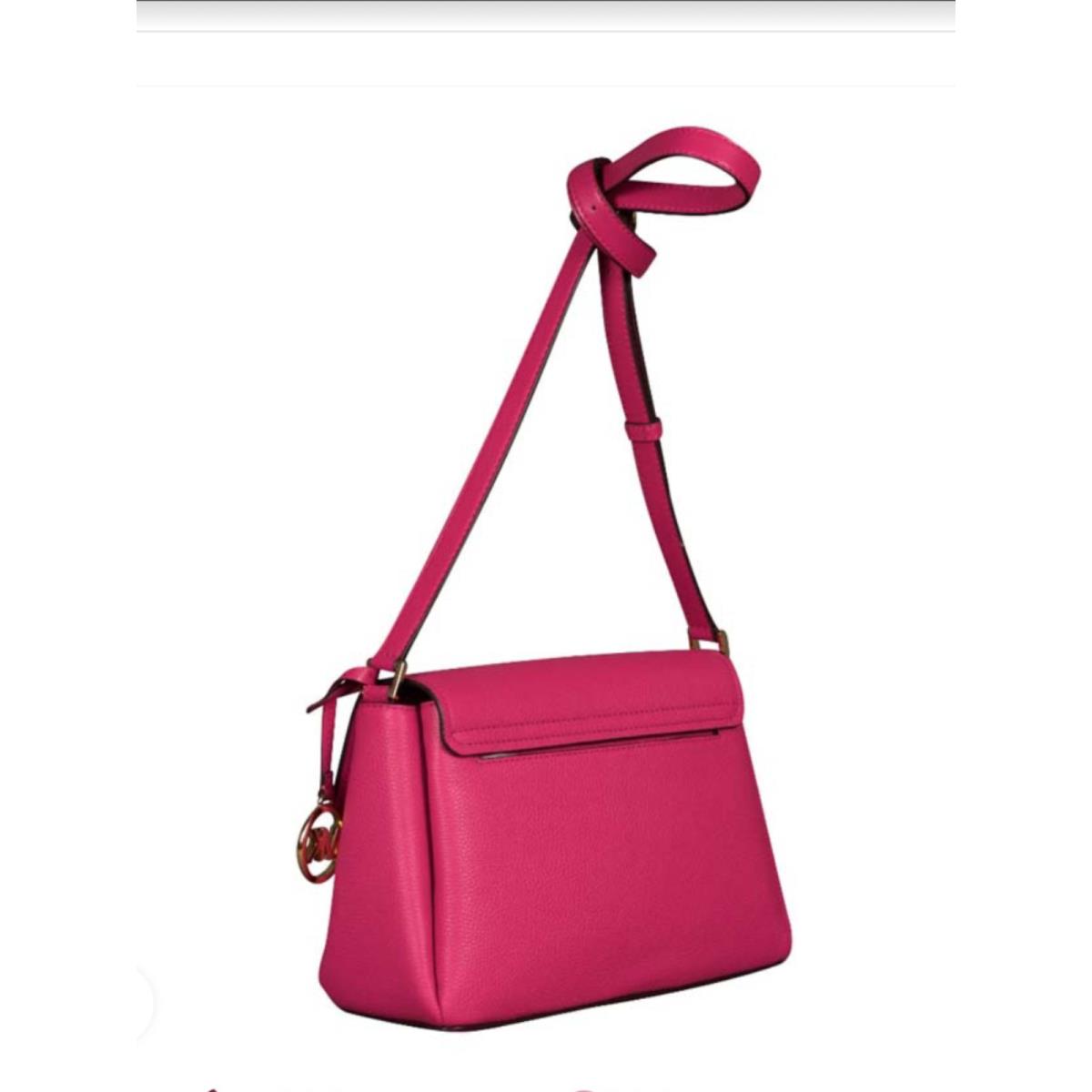 Michael Kors Addison MK Messenger Shoulder Bag Electric Pink Leather 38H9CADC3L