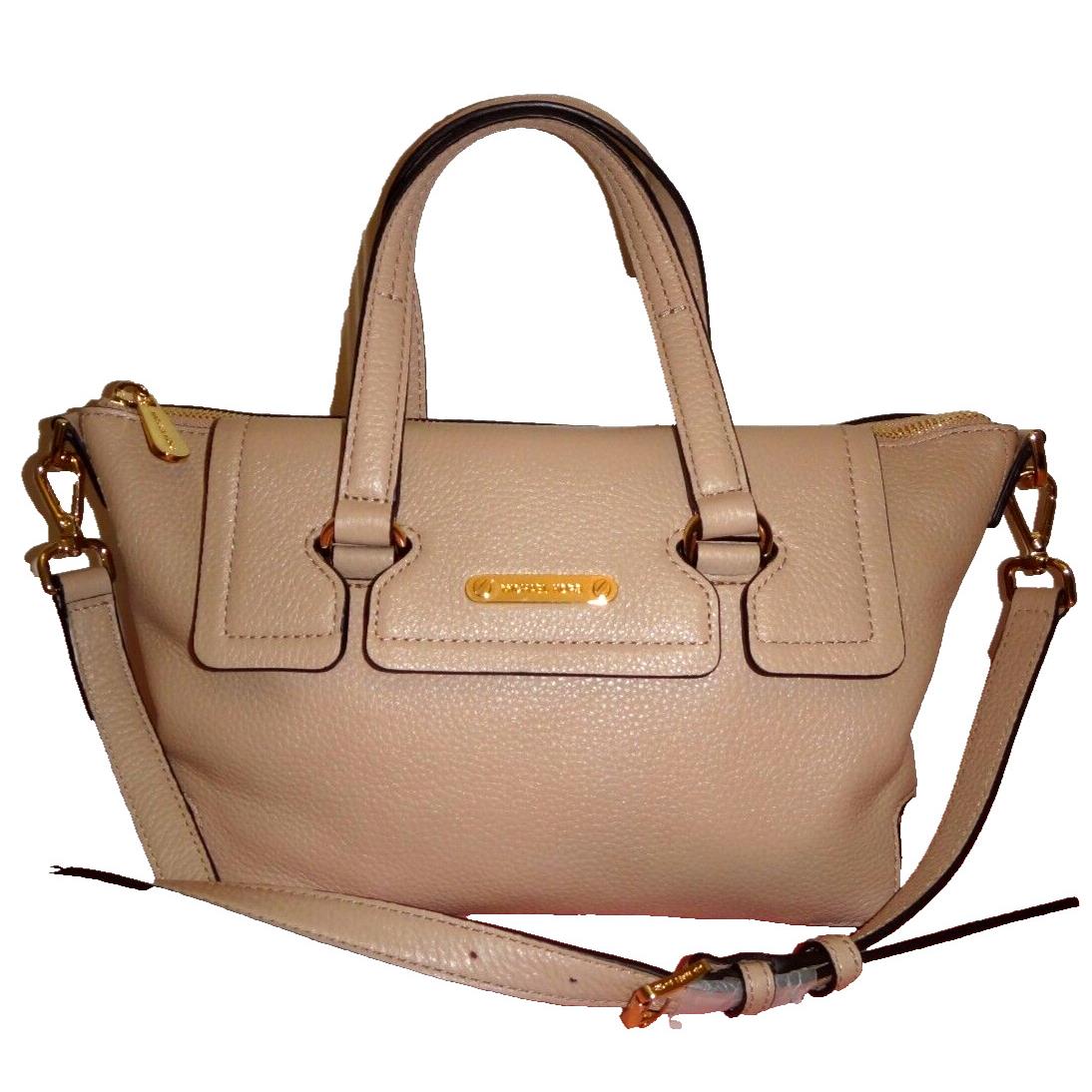 Michael Kors Women`s Mackenze MK Blush Leather Satchel Shoulder Bag Purse Gold