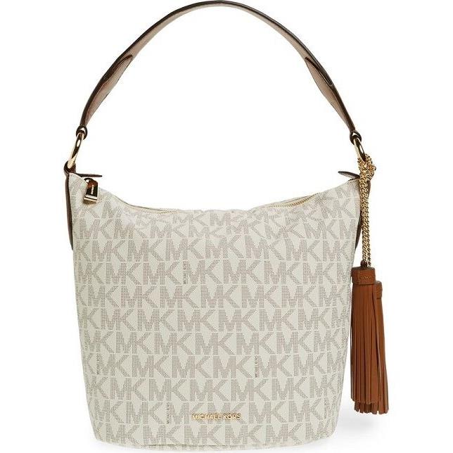 Michael Kors Elana Large East West Convertible Shoulder Bag Vanilla Mono