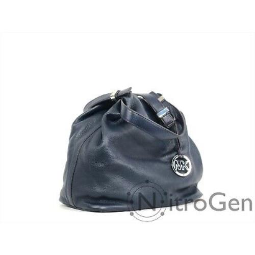 Michael Kors Colgate Large Leather Grab Bag | 889154010468 - Michael Kors  bag Colgate - Blue Exterior | Fash Direct