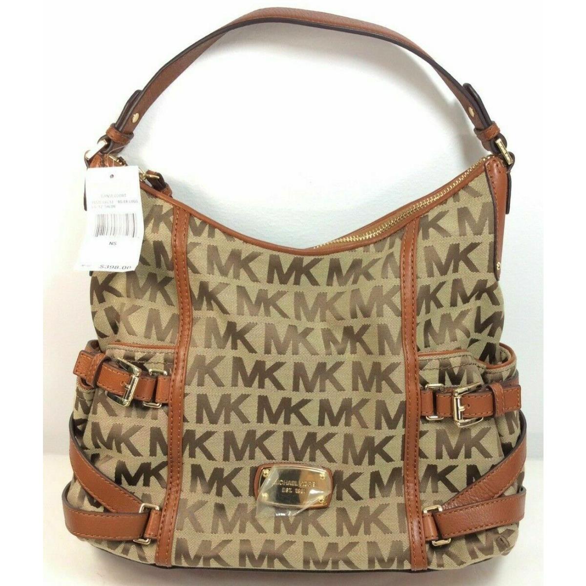 Michael Kors Gansevoort Large Signature Monogram Beige Brown Shoulder Bag