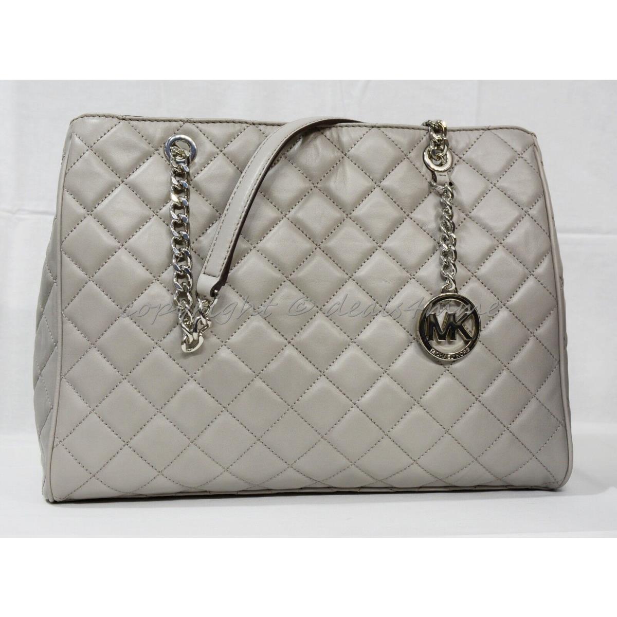Michael Kors Susannah Large Quilted-leather Tote/shoulder Bag in Pearl Grey