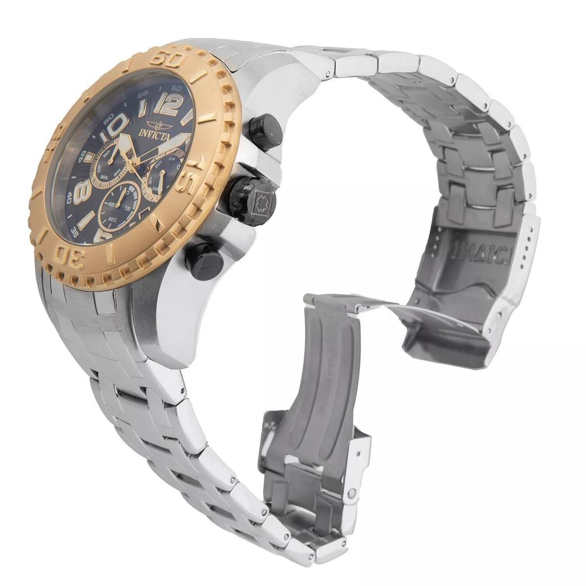 Invicta Men 48mm Pro Diver Scuba Quartz Chronograph Black Dial SS Bracelet Watch
