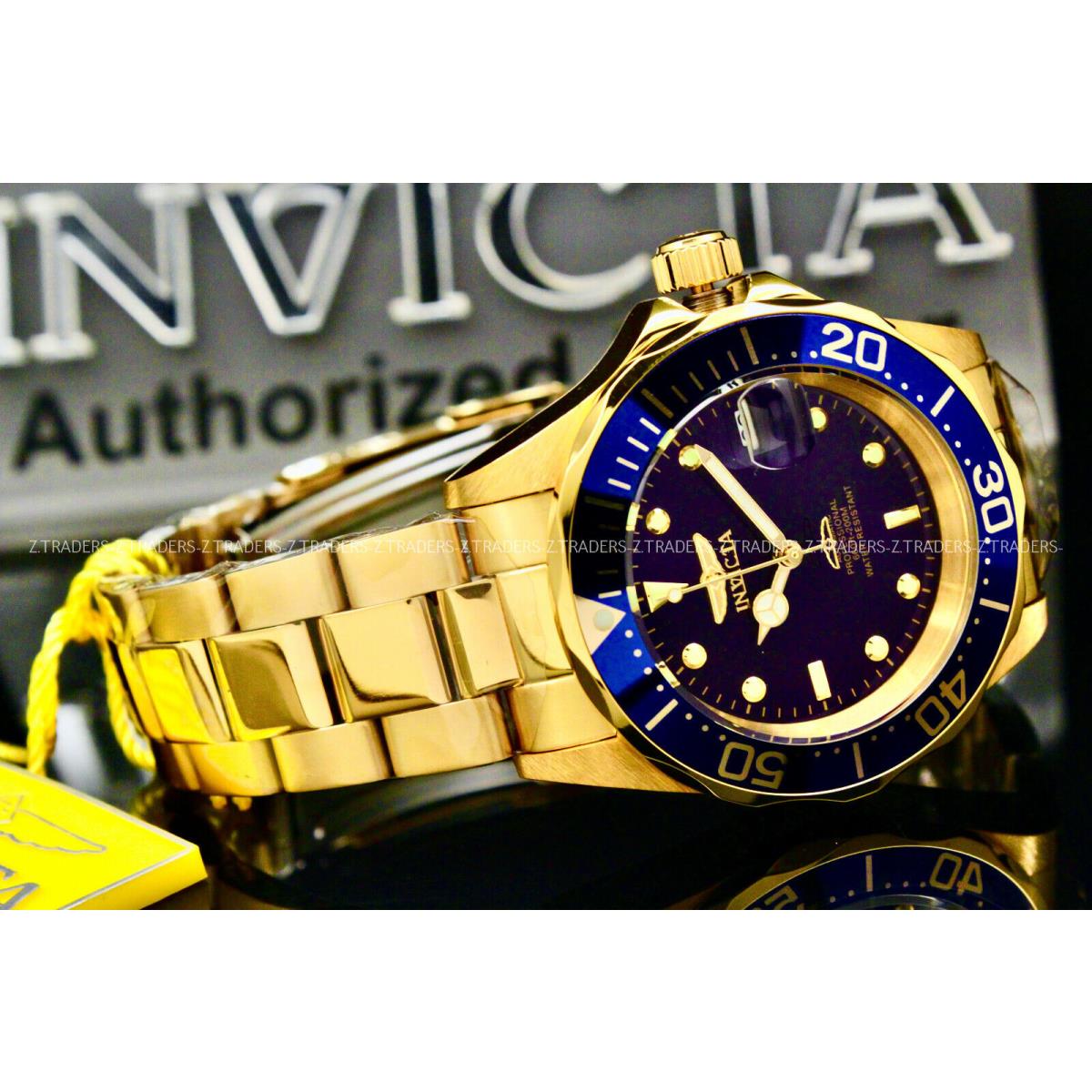 Invicta Men Pro Diver 24 Jewel Automatic NH35A 18K Gold Plate SS