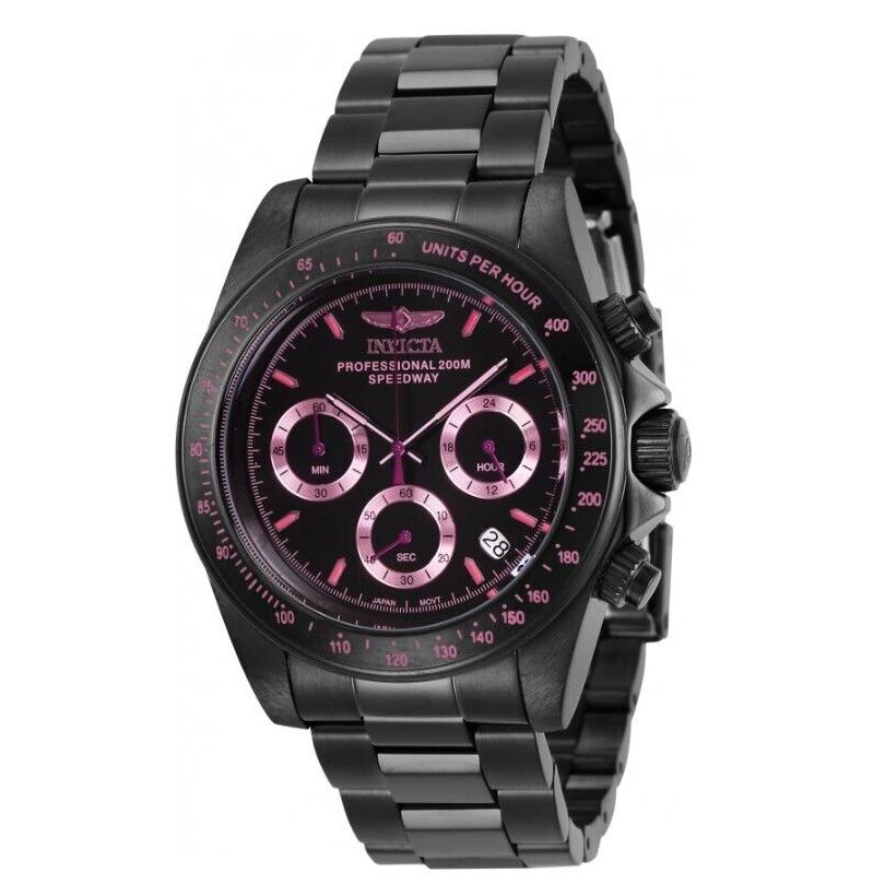 Invicta Speedway 40mm Black Pink Stainless Chronograph Watch 27773 Super Rare