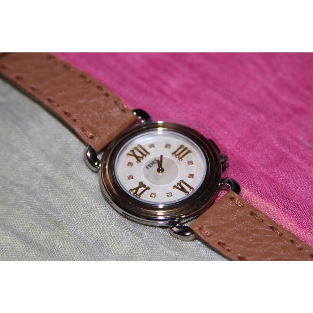4 Fendi Selleria Diamond Mother of Pearl Leather Strap Watch 37mm 695
