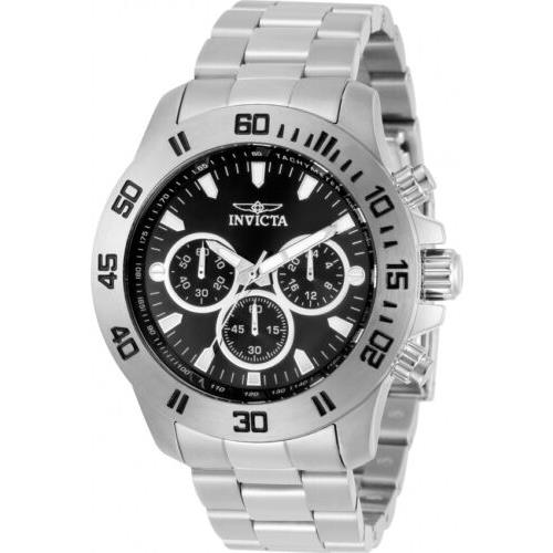 Invicta Men`s 21481 Specialty Analog Display Swiss Quartz Silver-tone Watch - Dial: Black, Band: Silver, Bezel: Silver