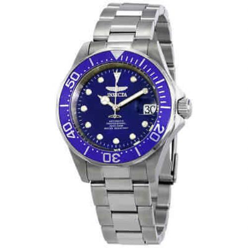 Invicta Pro Diver Automatic Blue Dial Stainless Steel Men`s Watch 17040 - Dial: Blue, Band: Silver-tone, Bezel: Silver-tone