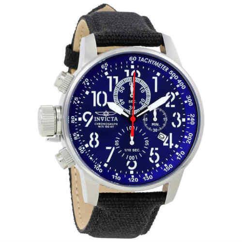 Invicta I-force Men`s 46mm Lefty Blue Dial Black Leather Chronograph Watch 1513 - Dial: Blue, Band: Black, Bezel: Silver