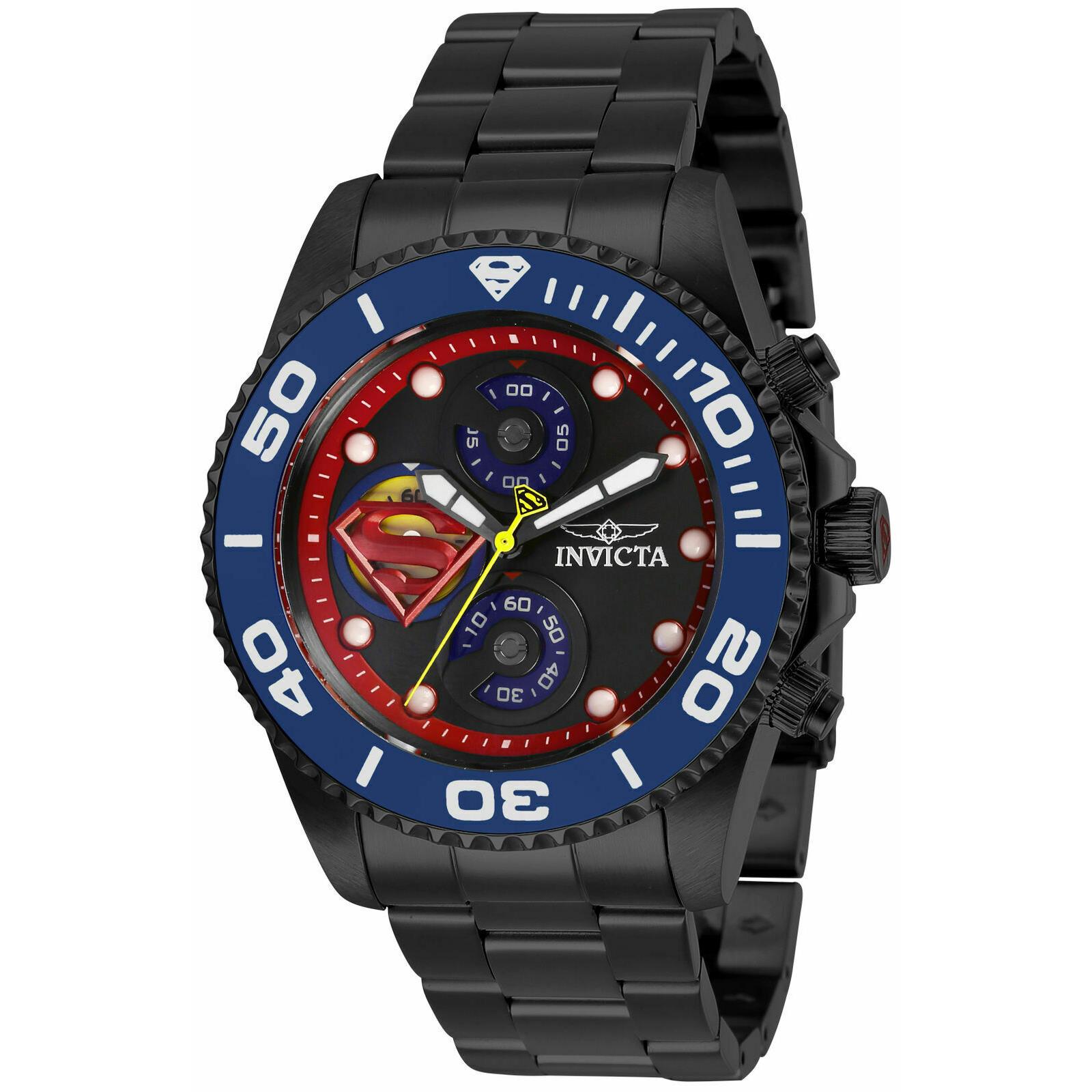 Invicta DC Comics Superman Chronograph Quartz 43mm Black Dial Watch