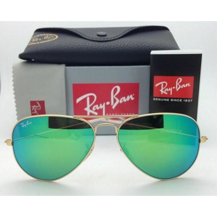 Ray-ban Sunglasses RB 3025 Large Metal 112/19 58-14 Matte Gold /green Mirror