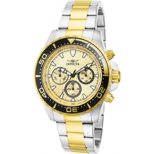 Invicta Pro Gold Dial Two-tone Stainless Steel Chronograph Men`s Watch 12916