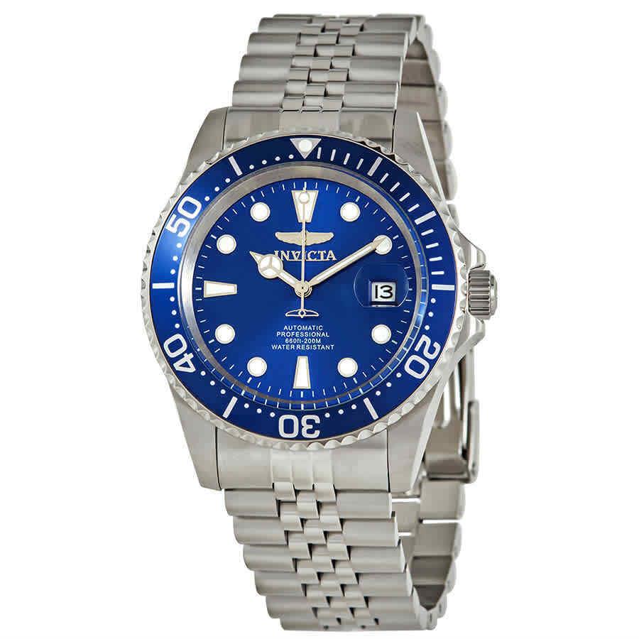 Invicta Men`s Watch Pro Diver Automatic Blue Dial Silver Tone Bracelet 30092