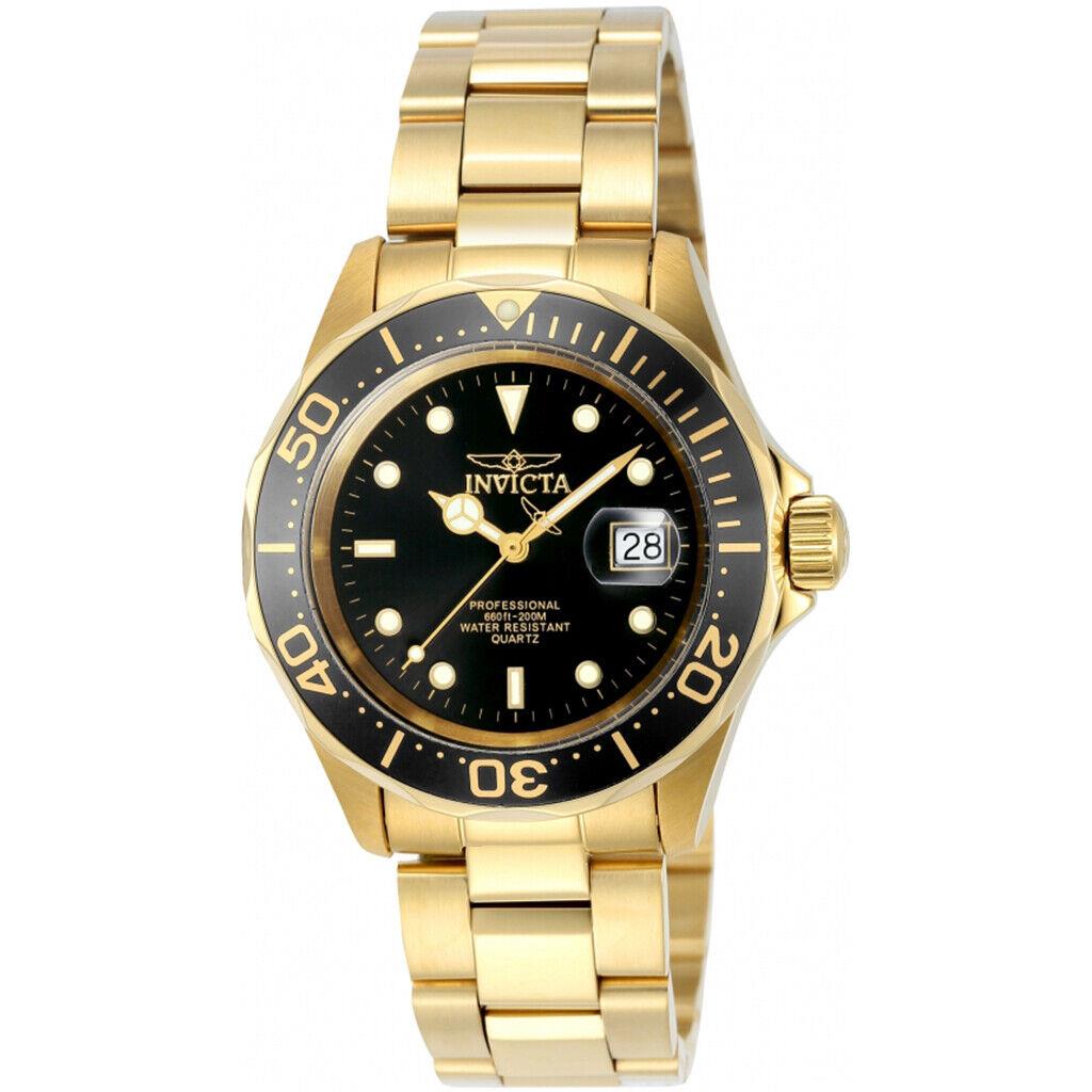 Invicta Pro Diver Black Dial Gold Plated Stainless Steel Unisex Watch 9311 - Black Dial, Gold Band, Black Bezel
