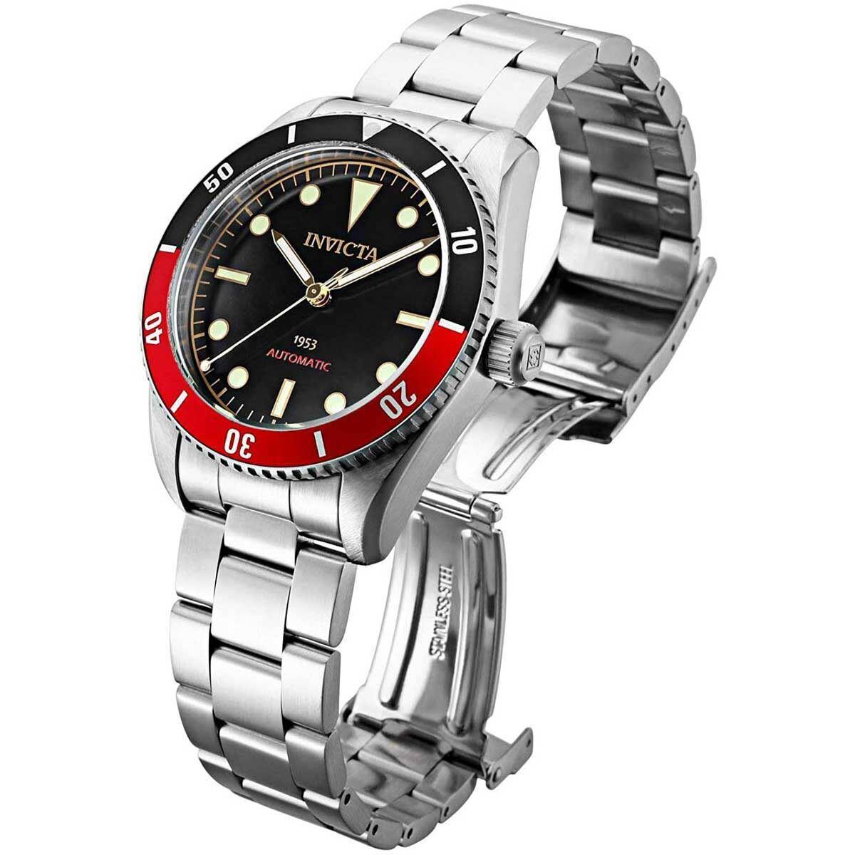 Invicta Men`s Watch Pro Diver Stainless Steel Case Black Dial Bracelet 34334 - Dial: Black, Band: Silver