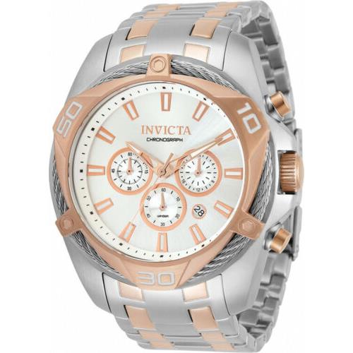 Invicta Men`s Bolt Quartz 100m Silver Dial Two Tone Stainless Steel Watch 34134