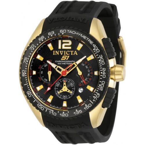 Invicta S1 Rally Chronograph Quartz Black Dial Men`s Polyurethane Watch 33629