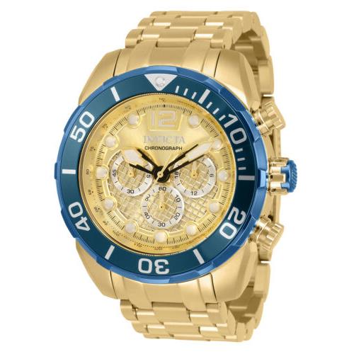 Invicta Men`s 33831 Pro Diver Quartz Chronograph Silver Gold Dial Watch