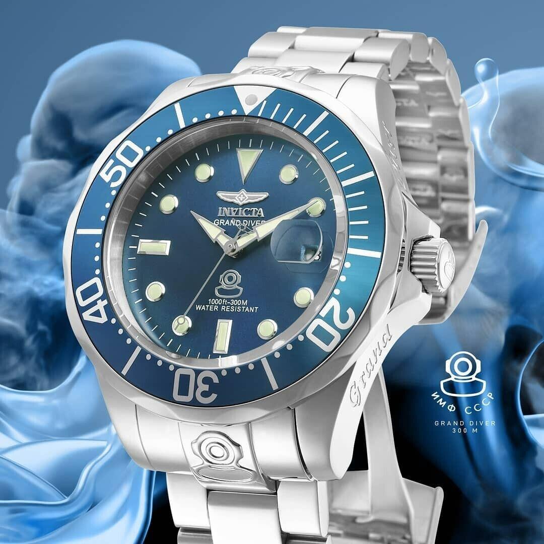 Invicta Grand Diver Metallic Blue Dial Men`s Automatic Stainless Steel Watch