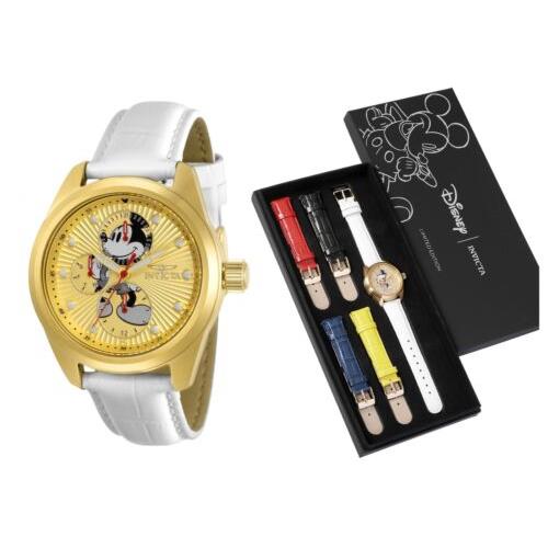 Invicta Disney Limited Edition Women`s 38mm Gold Mickey Watch Band Set 34094 - Gold Dial, Black Band