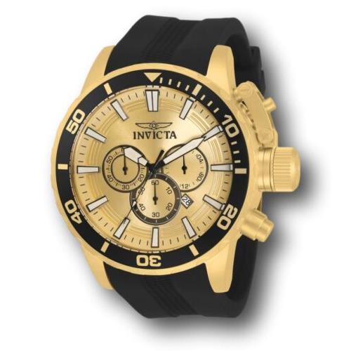 Invicta Corduba Men`s 52mm Light Gold Dial Silicone Chronograph Watch 33701 - Gold Dial, Black Band