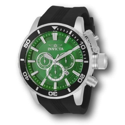 Invicta Corduba Men`s 52mm Rare Green Dial Silicone Chronograph Watch 33700 - Green Dial, Black Band