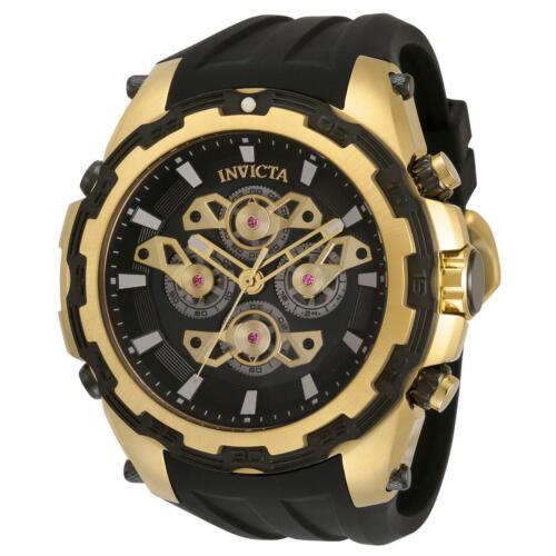 Invicta Men`s 34213 Specialty Quartz Multifunction Black Gold Dial Wrist Watch - Dial: Black, Band: Black