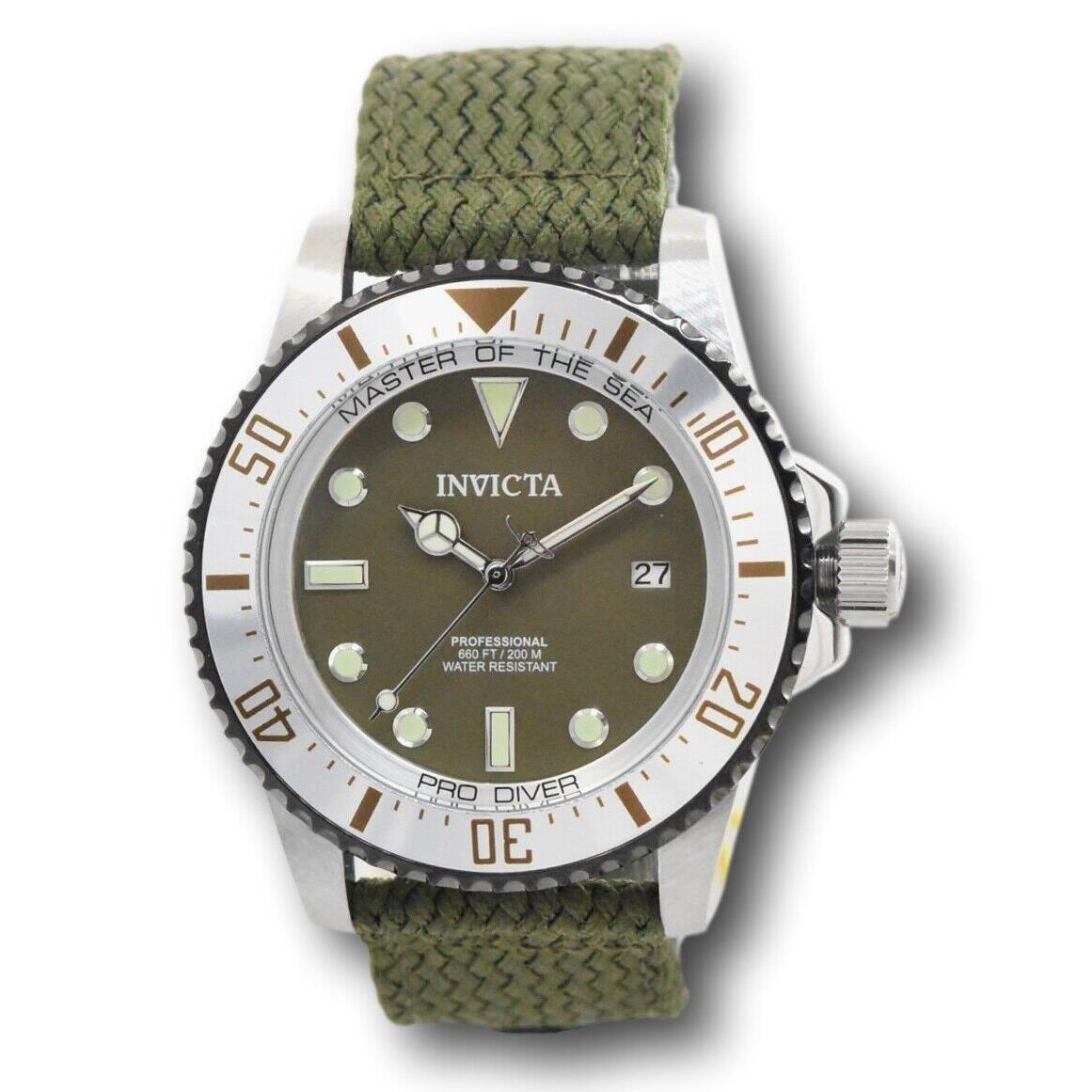 Invicta Pro Diver Automatic Men`s 44mm Master of The Sea Green Watch 35422 Rare