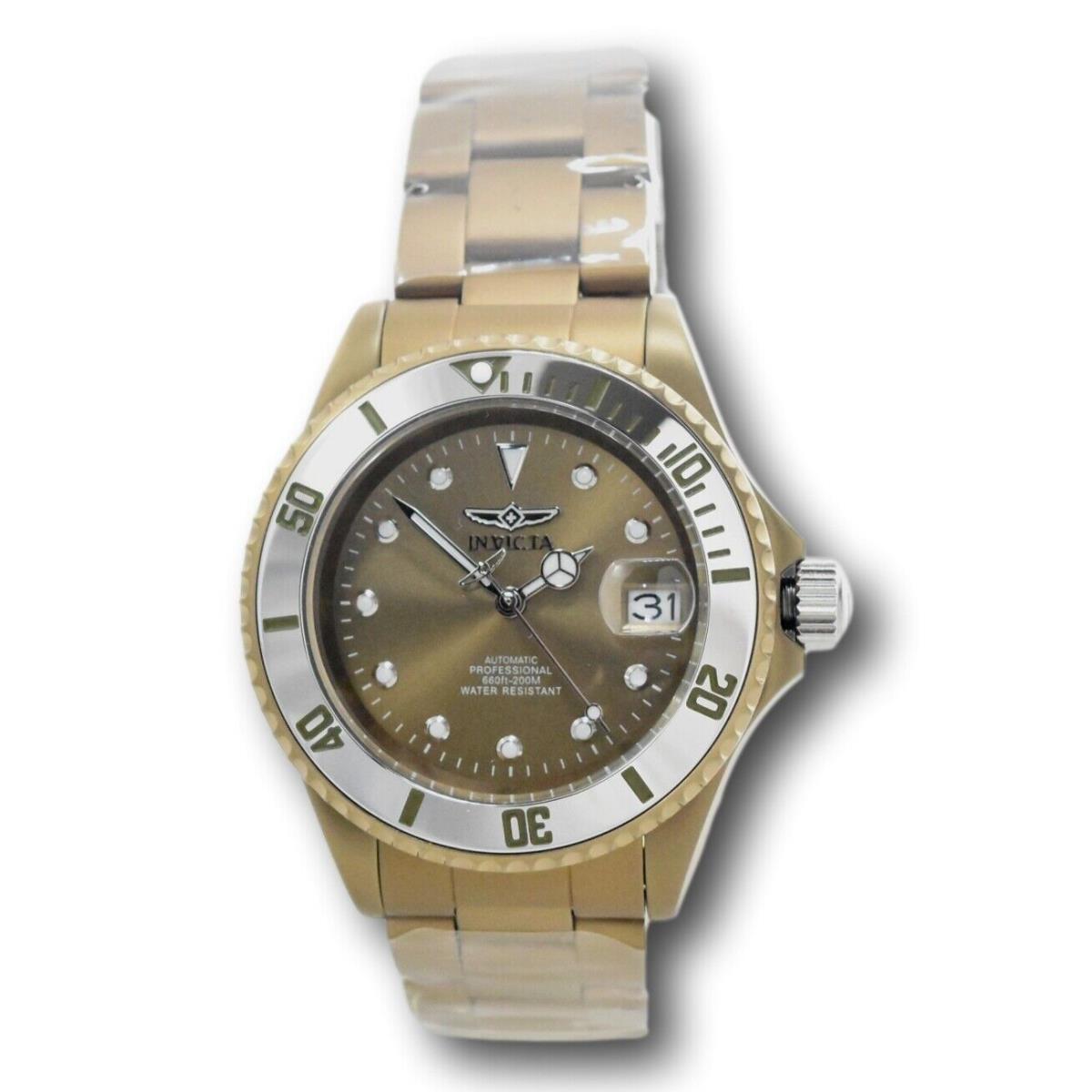 Invicta Pro Diver Automatic Men`s 40mm Solid Khaki Brown Watch 27549 Super Rare