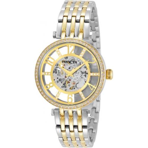 Invicta Women`s Objet D Art Automatic 3 Hand Gold Dial Analog Wrist Watch 32295