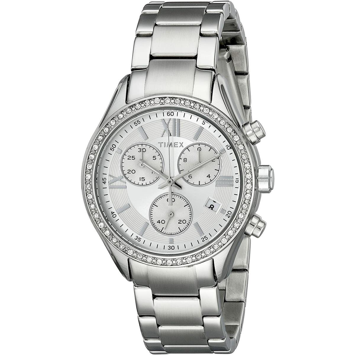 Timex Women`s Miami Bracelet Silver Chronograph Watch TW2P66800 - Dial: Silver