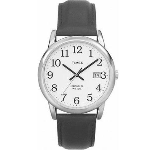Timex Indiglo Watch with Date Chrome with Leather Band