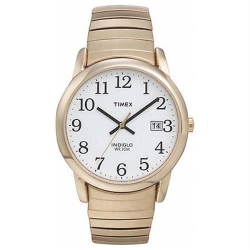 Men`s Gold Tone Timex Watch with Date Indiglo Light