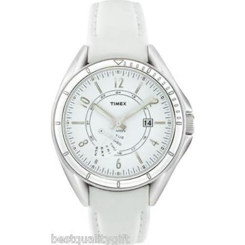 Timex White Leather Dial Retrograde WATCH-T2M432