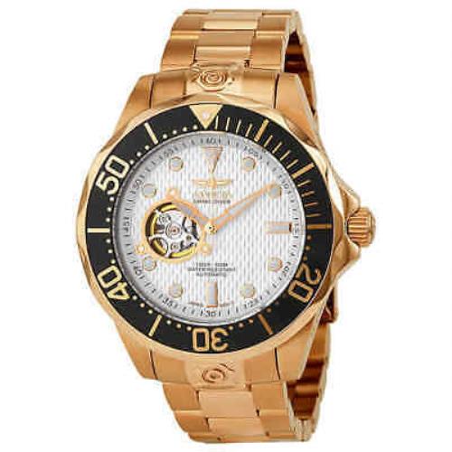 Invicta Pro Grand Diver Automatic Men`s Watch 13712 - Dial: White, Band: Rose Gold Ion-plated, Bezel: Rose Gold Ion-plated