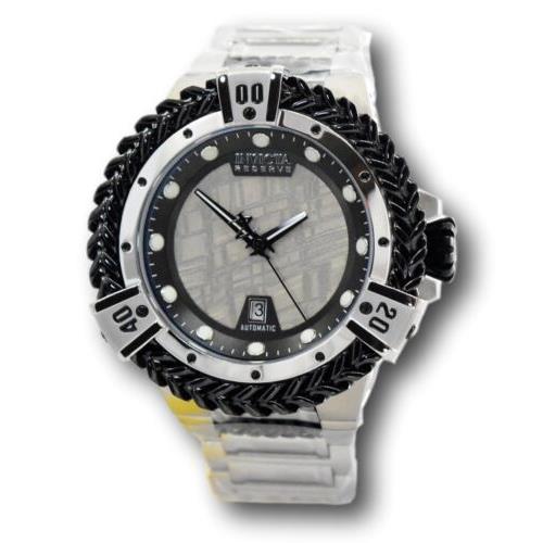 Invicta Reserve Hercules Automatic Men`s 53mm Silver Meteorite Dial Watch 34320 - Dial: Silver, Band: Silver, Bezel: Black