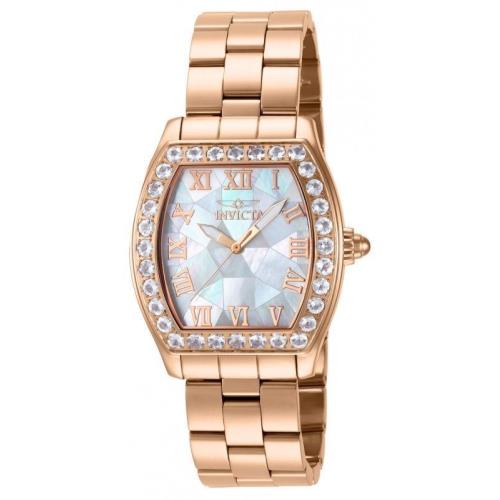 Invicta 14529 Women s Angel Swiss Mop Dial Rose-gold Morganite Stone Bezel Watch - Band: Rose Gold, Bezel: Rose Gold