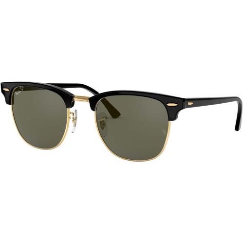 Ray-ban RB3016F Clubmaster Sunglasses Black Frame Crystal : RB3016F-901-58-55 - Frame: Black, Lens: Green