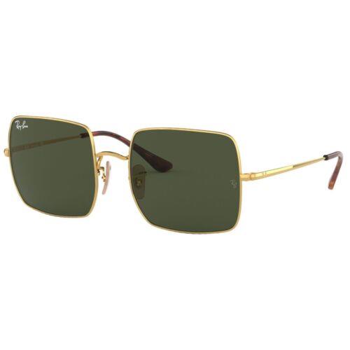 Ray-ban Square 1971 Polished Gold/green Classic G-15 54 mm Sunglasses RB1971 - Frame: Polished Gold, Lens: Green