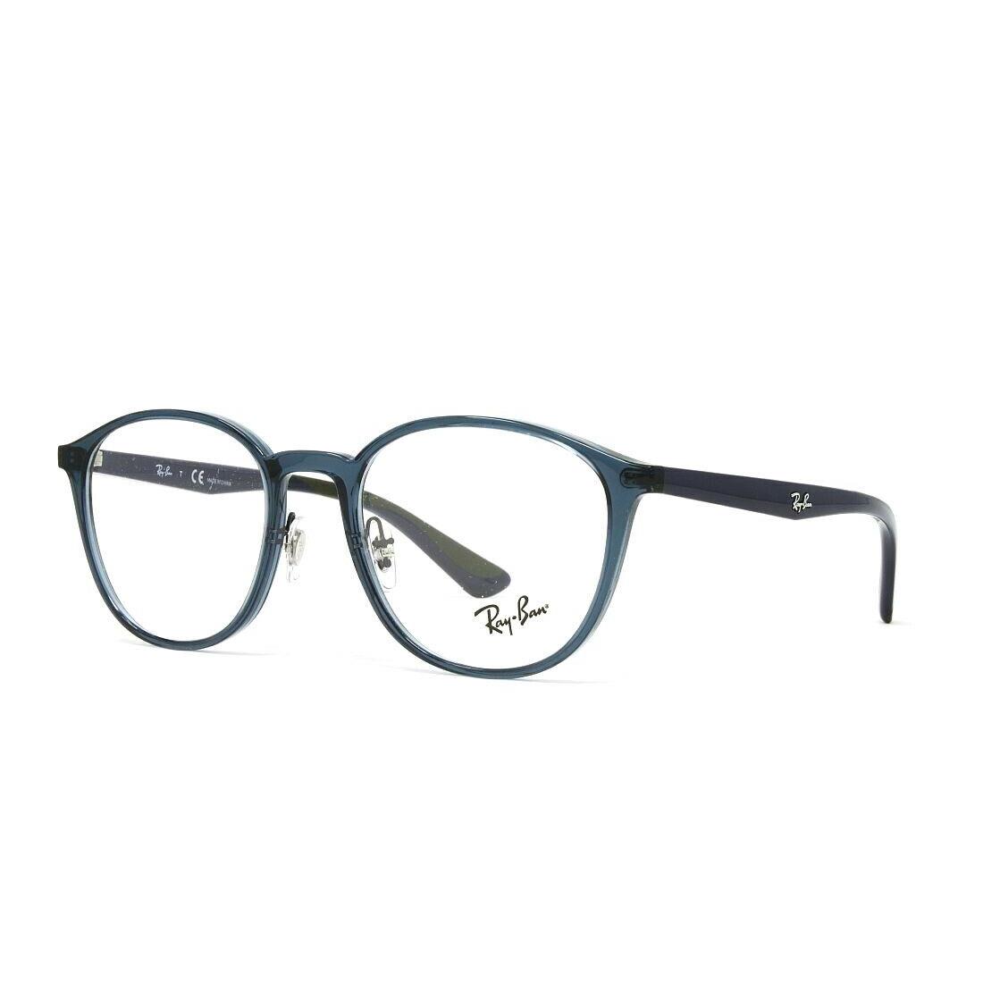 Ray-ban Ray Ban Unisex Phantos Eyeglasses RX7156 5796 Transparent Dark Blue Size 53mm