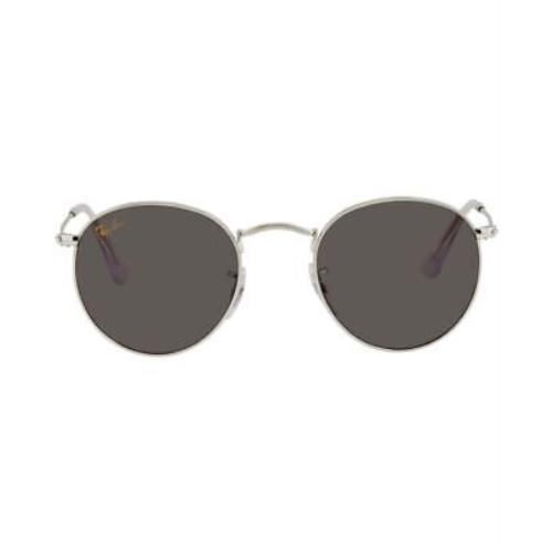 Ray-ban Silver Round Metal Grey Men`s Sunglasses RB34479198B147 - Silver Frame, Grey Lens