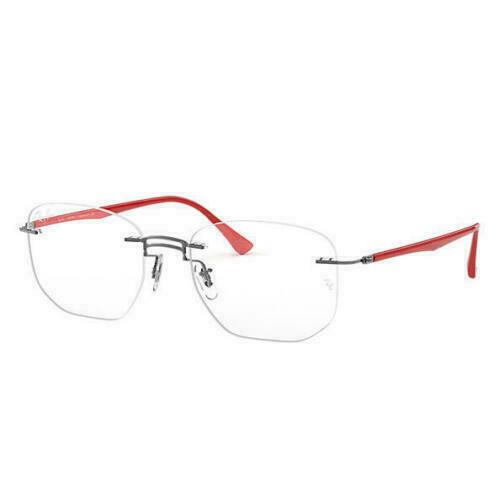 Ray Ban RB8757 1192 Grey Red Eyeglasses Optical Frame RX RX8757 53-18 - Gunmetal Red Frame, Demo Lens